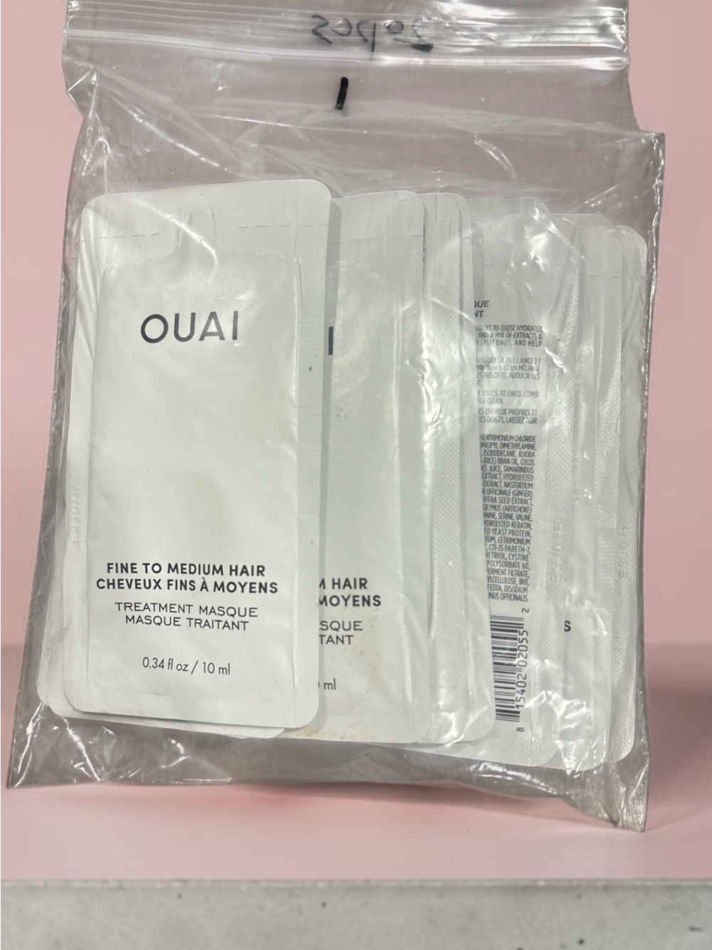OUAI Fine to Medium Hair Treatment Masque - White Sample Packets
